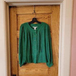 DVF silk pleated buttondown blouse